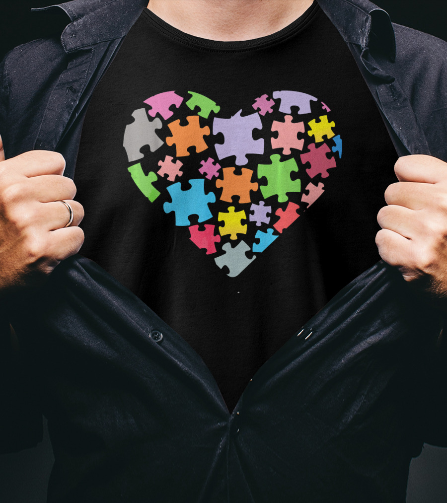Love Autism Puzzle Heart Autism Awareness T-Shirt