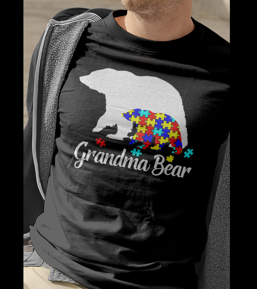 Grandma Bear Puzzle Autism Awareness Iconic T-Shirt