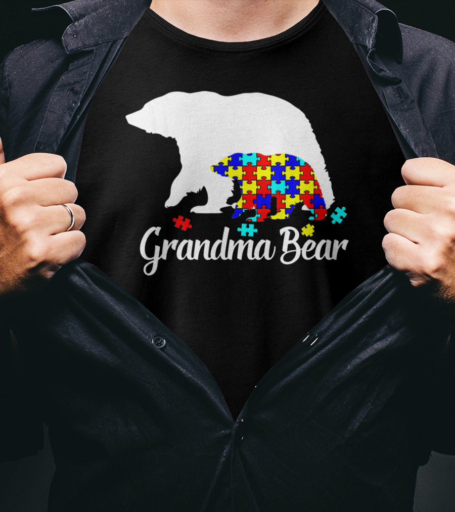 Grandma Bear Puzzle Autism Awareness Iconic T-Shirt