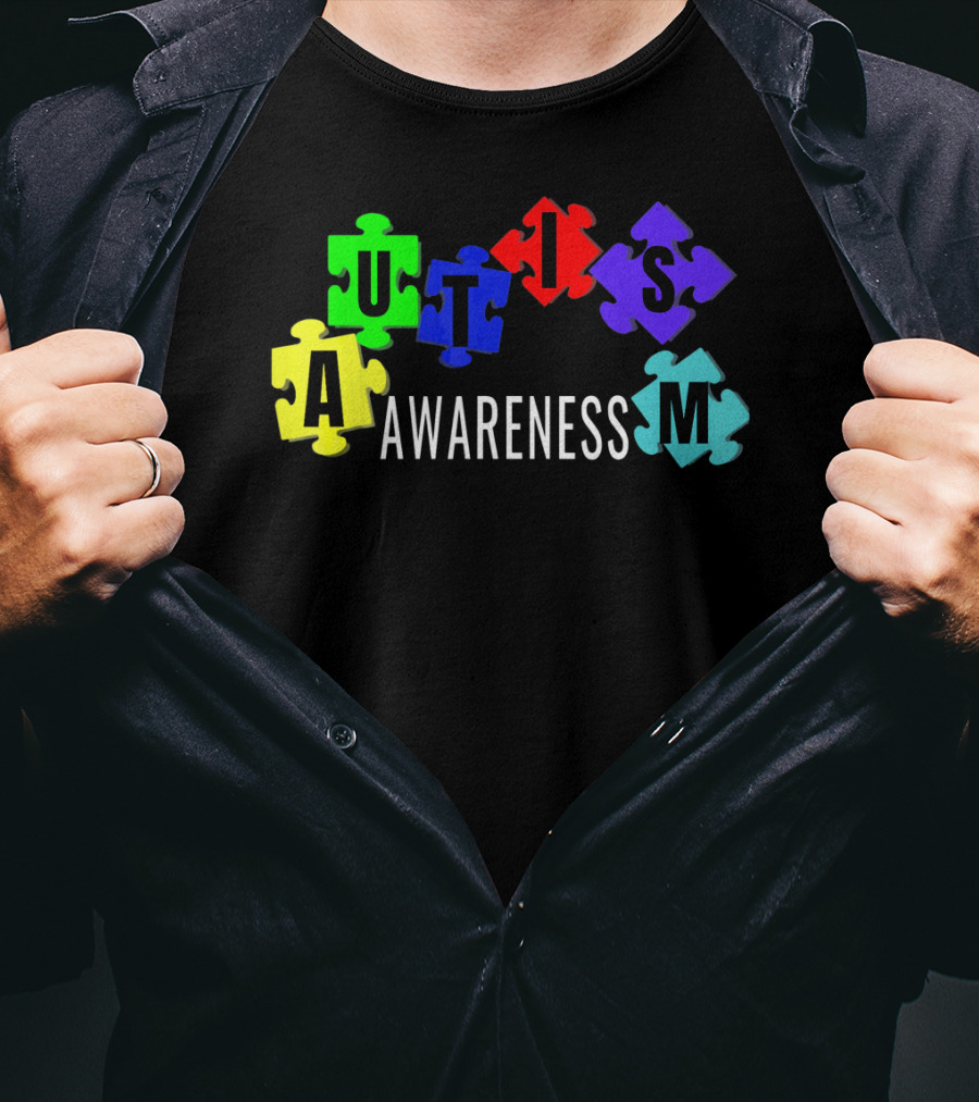Autism Awareness Colorful Puzzle Pieces T-Shirt