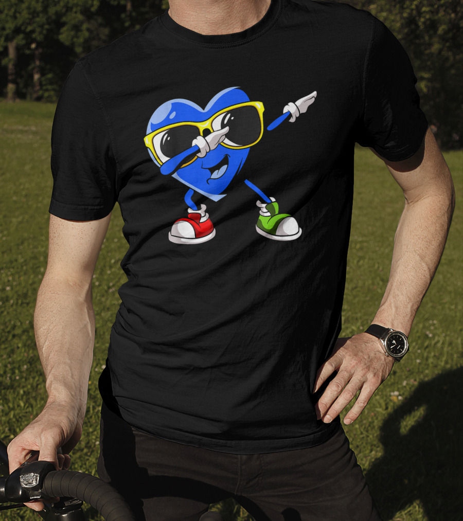 Dabbing Blue Heart Autism Awareness Month T-Shirt