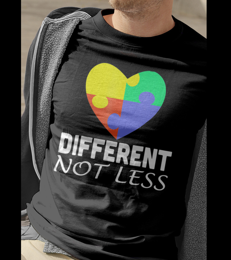 Different Not Less Autism Puzzle Piece Awareness T-Shirt