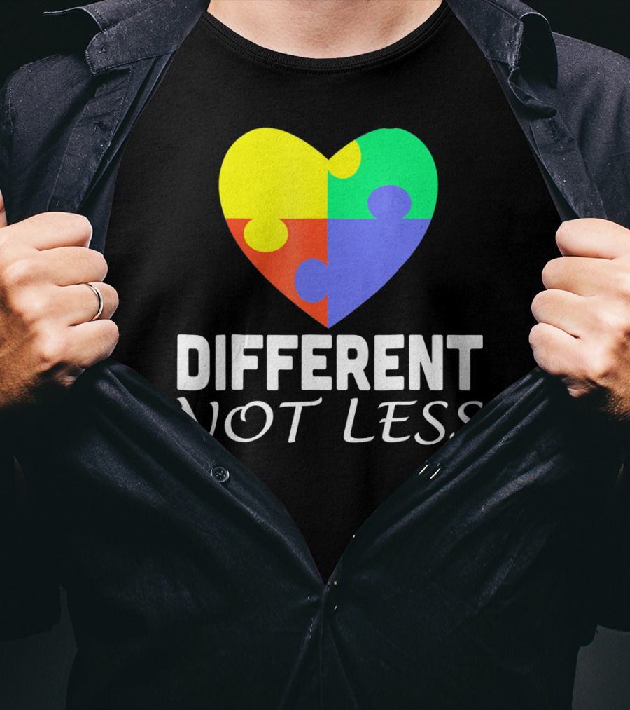Different Not Less Autism Puzzle Piece Awareness T-Shirt