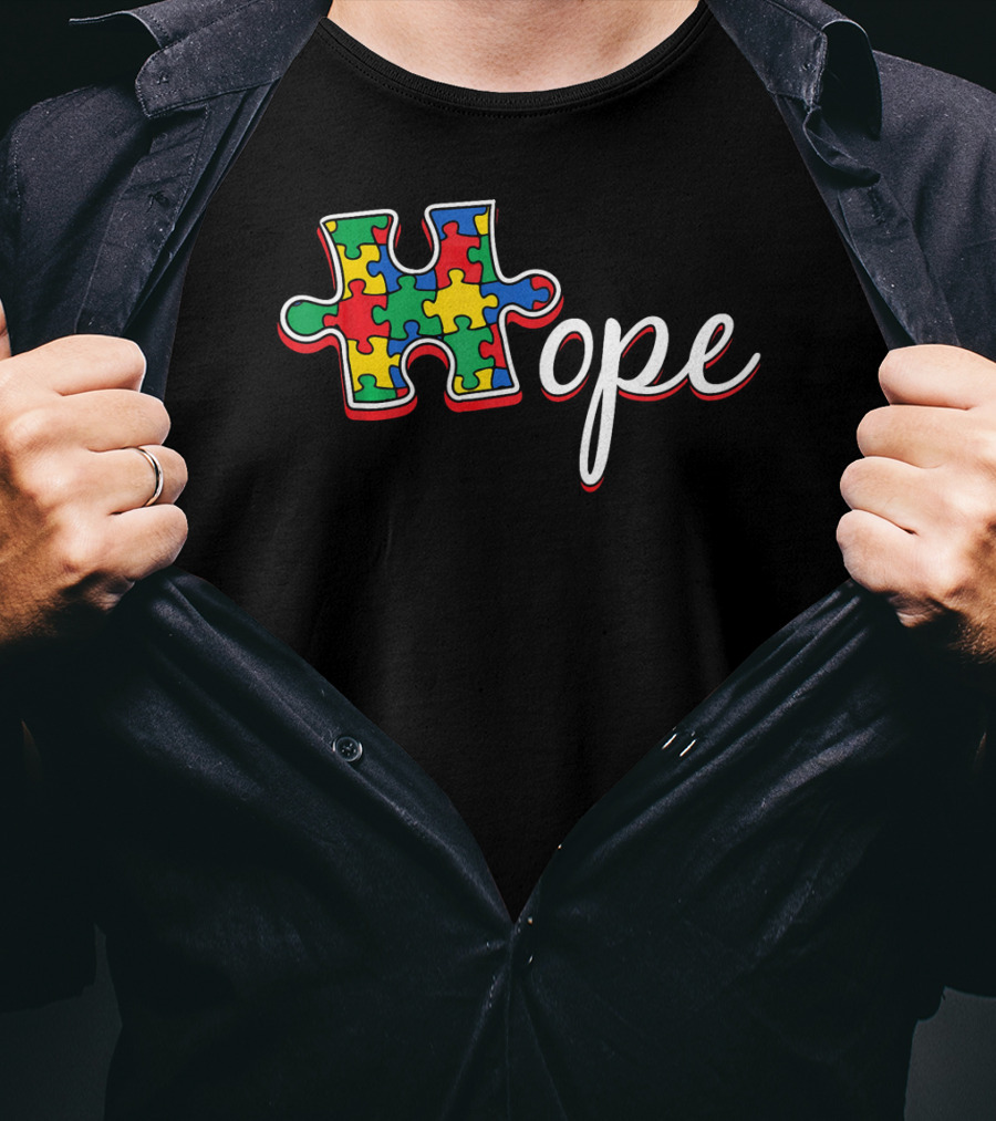 Autism Awareness Day Hope Puzzle Piece T-Shirt