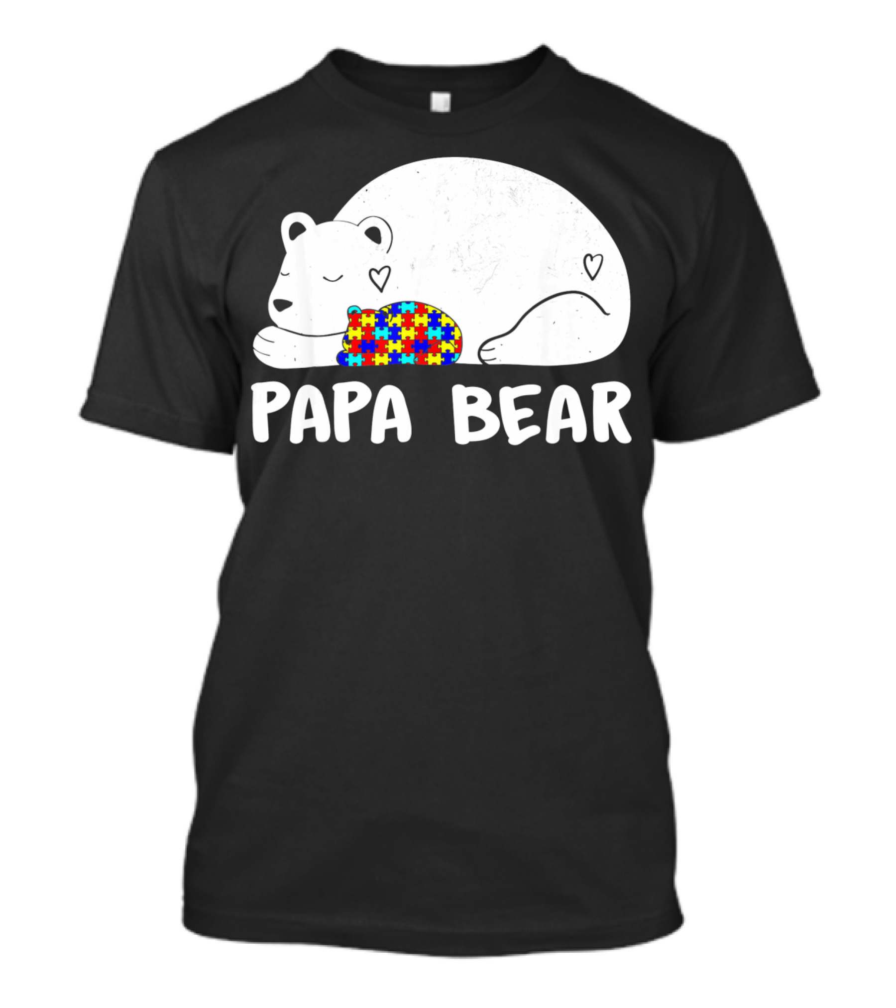 Papa Bear Autism Awareness Puzzle Heart T-Shirt
