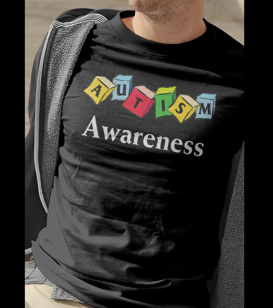 Autism Awareness Colorful Blocks Logo Autistic T-Shirt