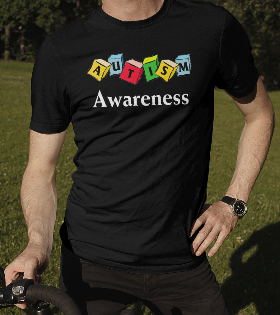 Autism Awareness Colorful Blocks Logo Autistic T-Shirt