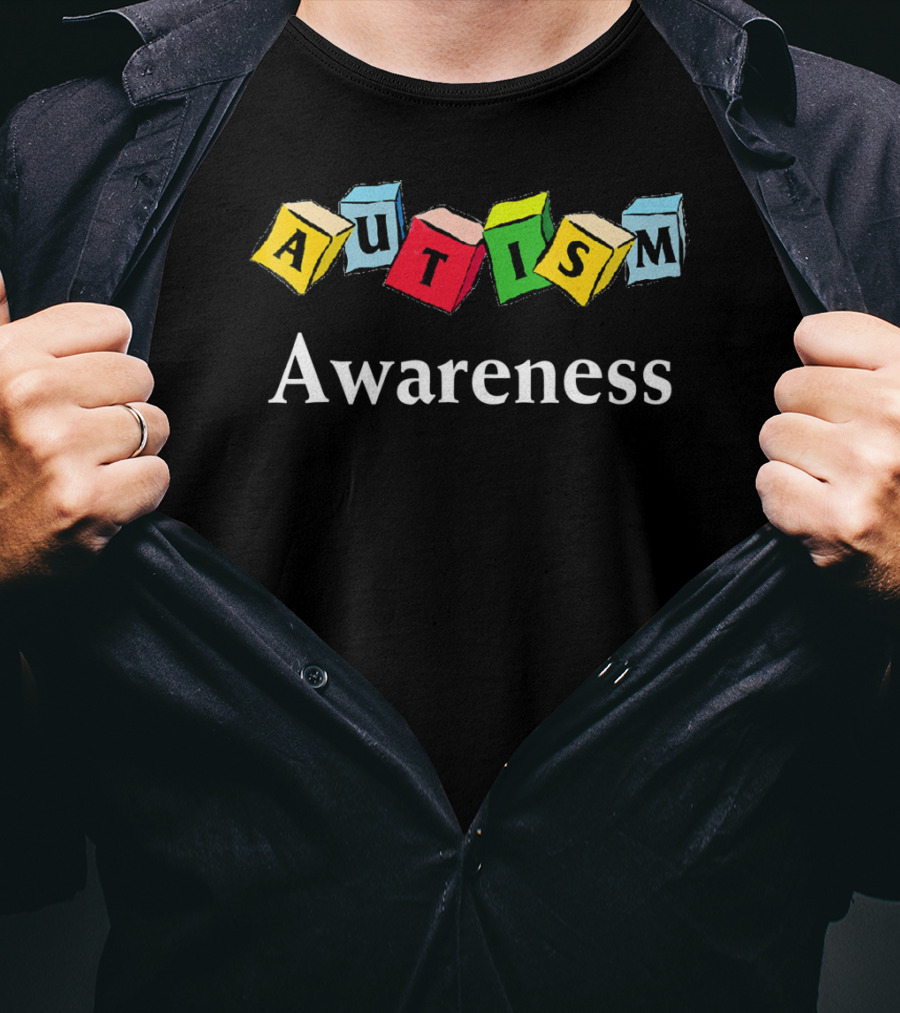 Autism Awareness Colorful Blocks Logo Autistic T-Shirt