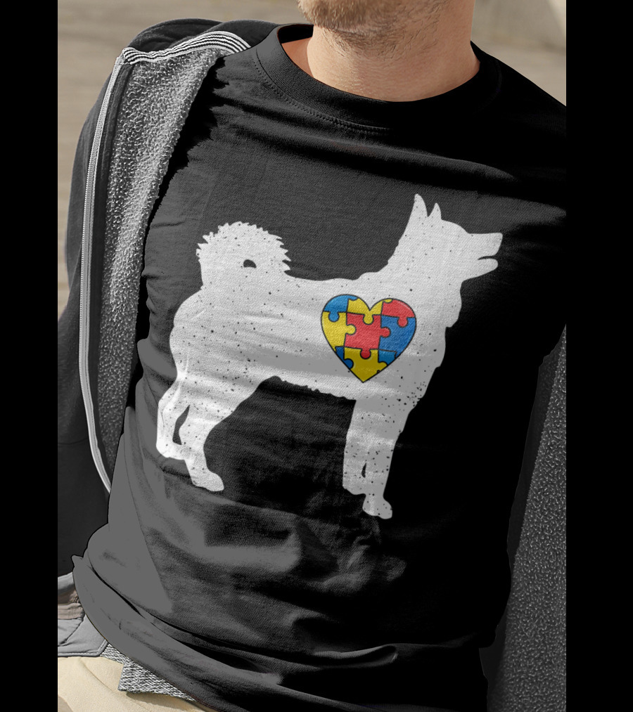 Husky Autism Awareness Puzzle Heart T-Shirt