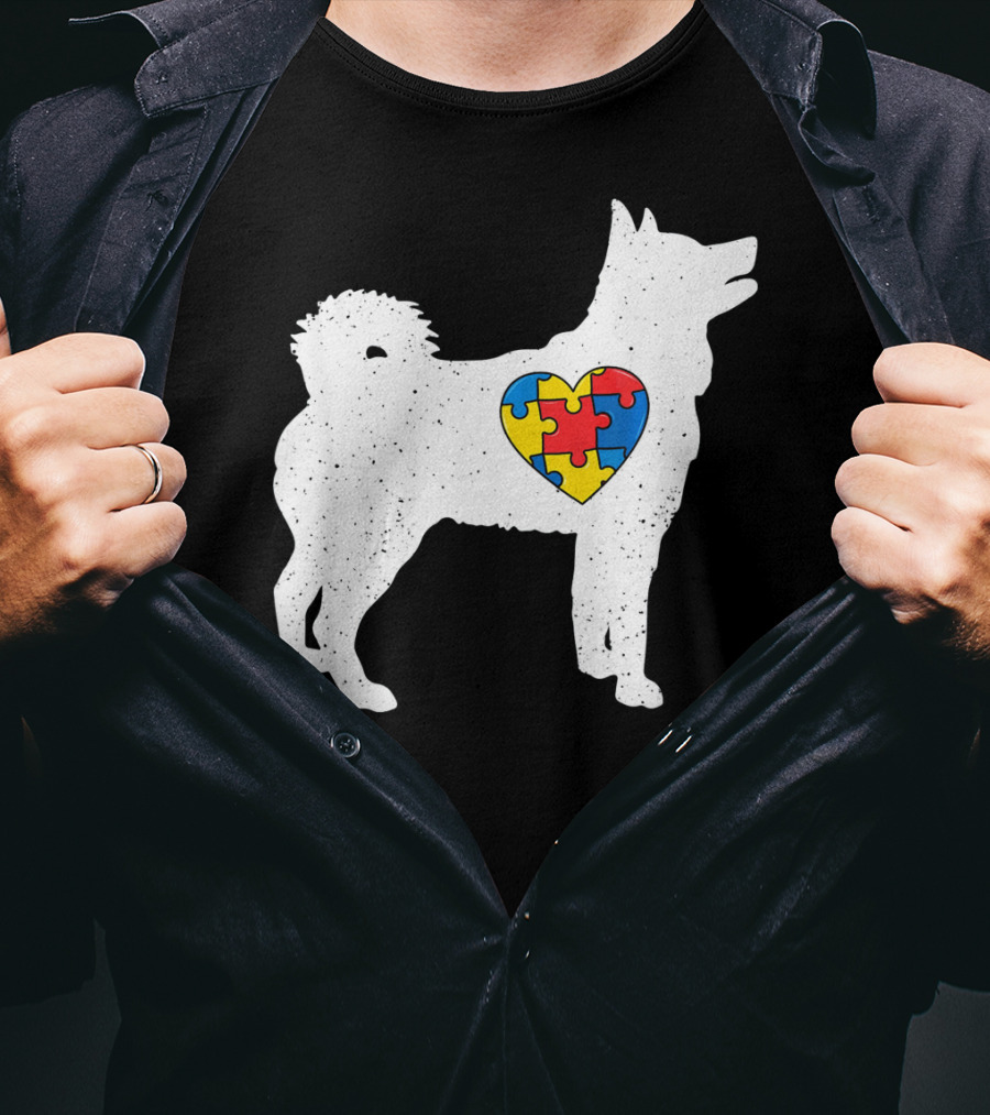 Husky Autism Awareness Puzzle Heart T-Shirt
