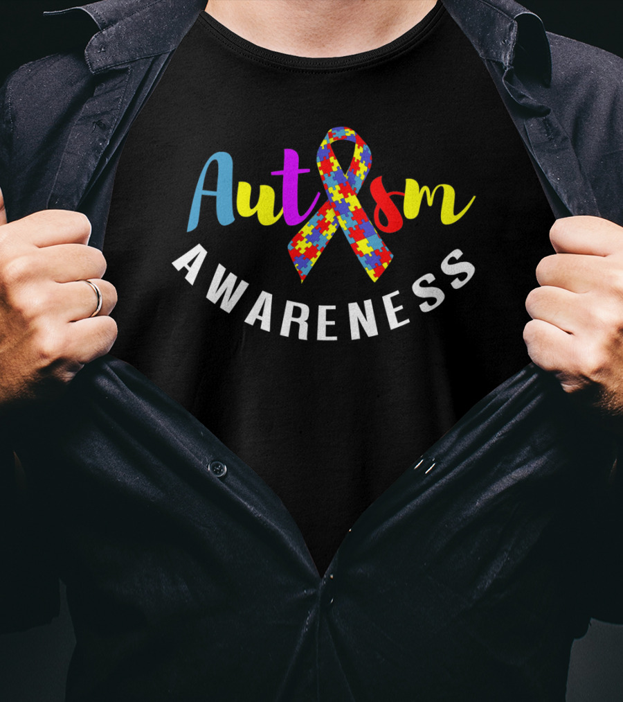 Autism Awareness Puzzle Ribbon Support T-Shirt