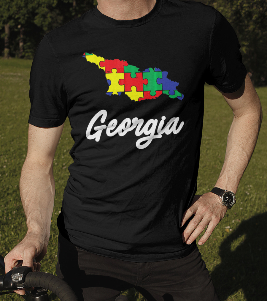 Georgia Autism Awareness Puzzle Map T-Shirt