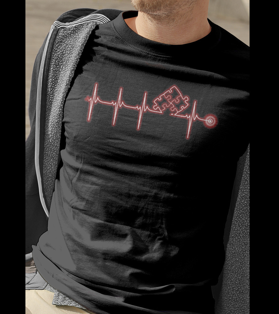 Autism Awareness Heartbeat Puzzle Piece T-Shirt