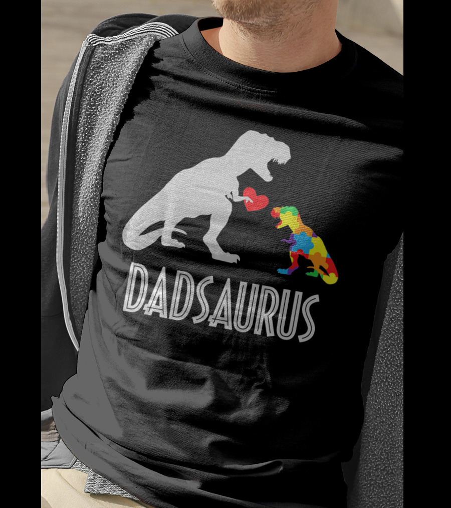 Dadsaurus Dinosaur Family Kids Autism Awareness T-Shirt