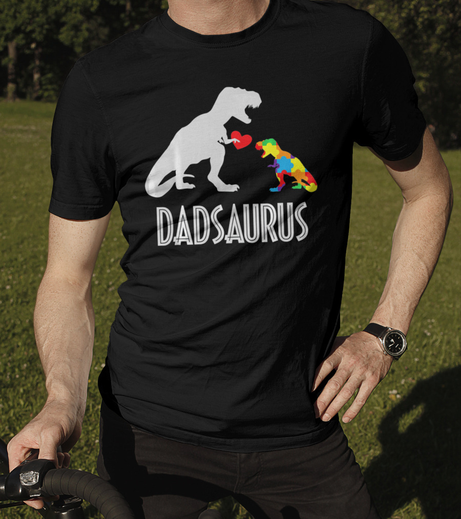 Dadsaurus Dinosaur Family Kids Autism Awareness T-Shirt