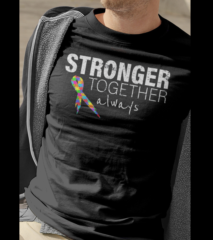 Stronger Together Always Autism Awareness Puzzle T-Shirt