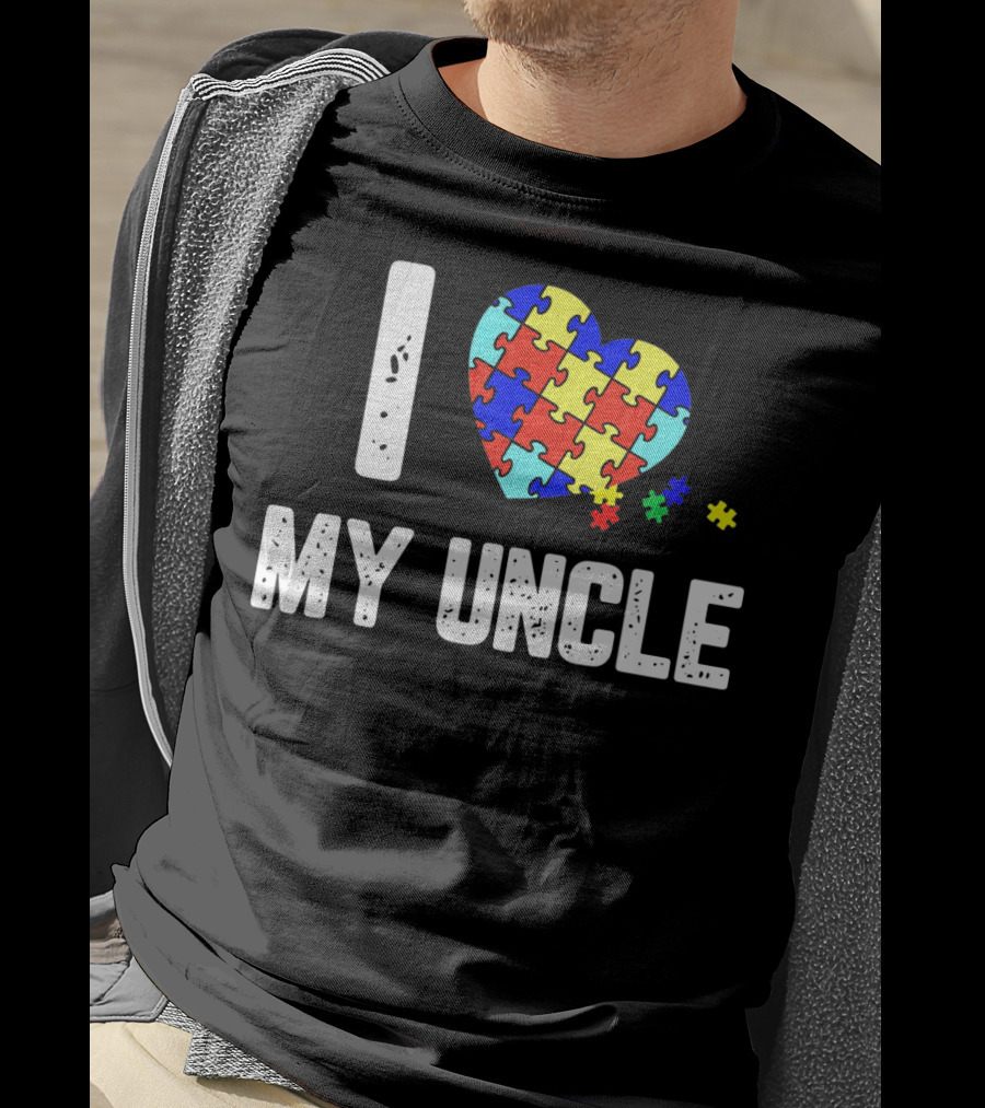 I Love My Uncle Autism Puzzle Heart Awareness T-Shirt