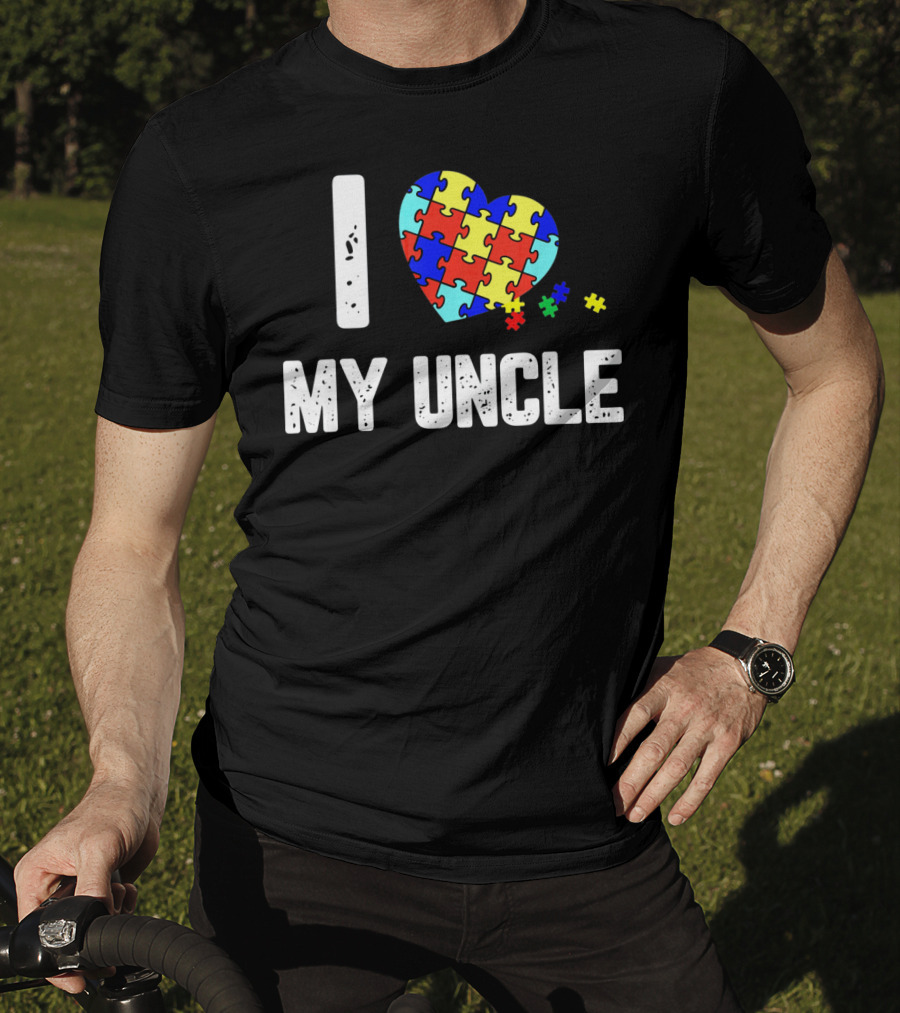 I Love My Uncle Autism Puzzle Heart Awareness T-Shirt
