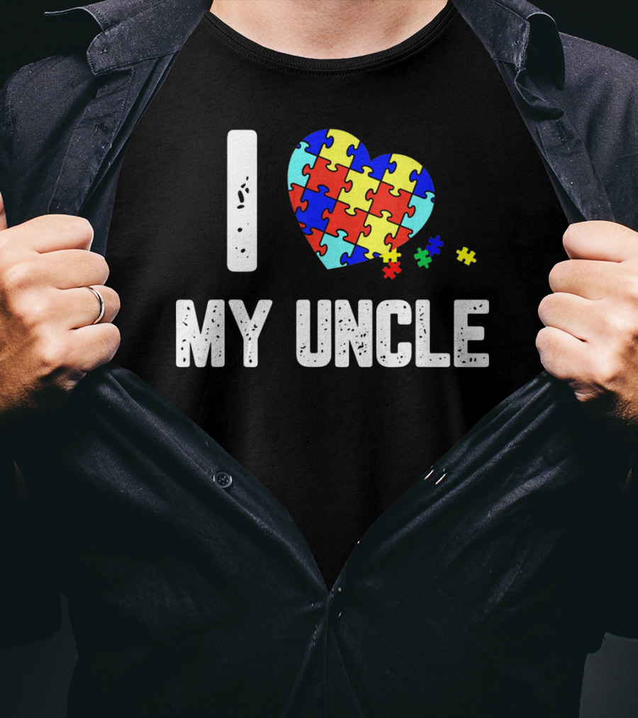I Love My Uncle Autism Puzzle Heart Awareness T-Shirt