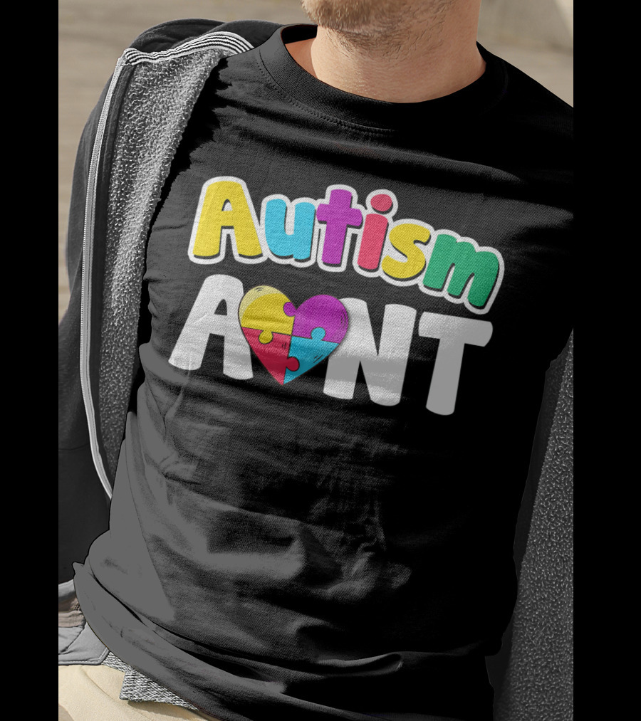 Autism Aunt Heart Puzzle Awareness T-Shirt