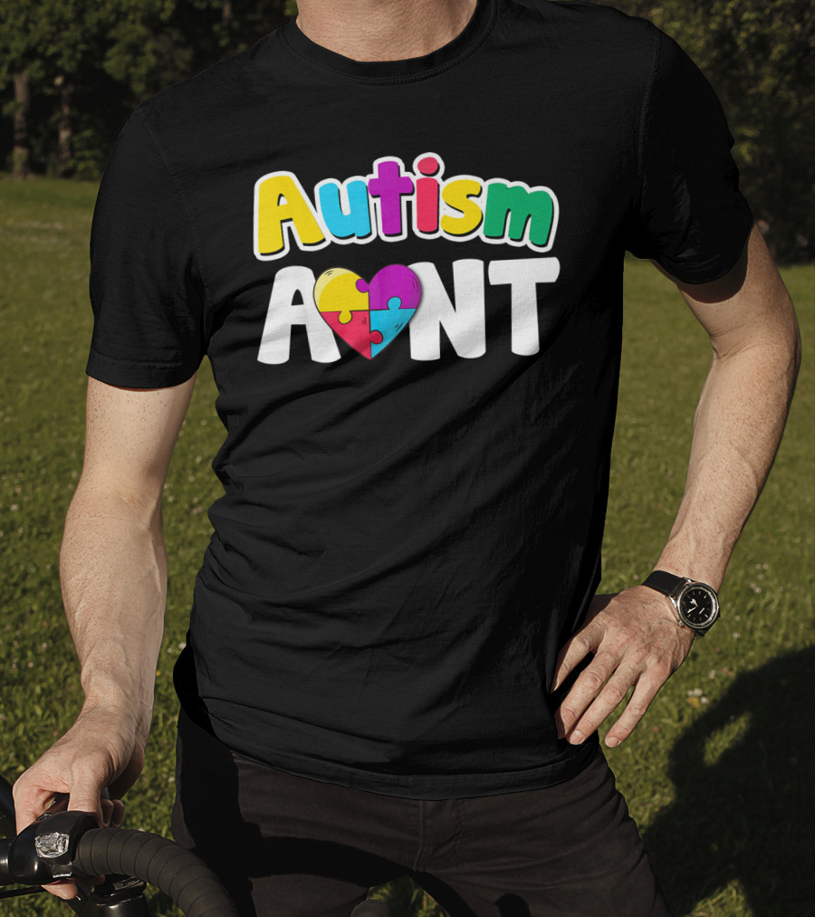 Autism Aunt Heart Puzzle Awareness T-Shirt