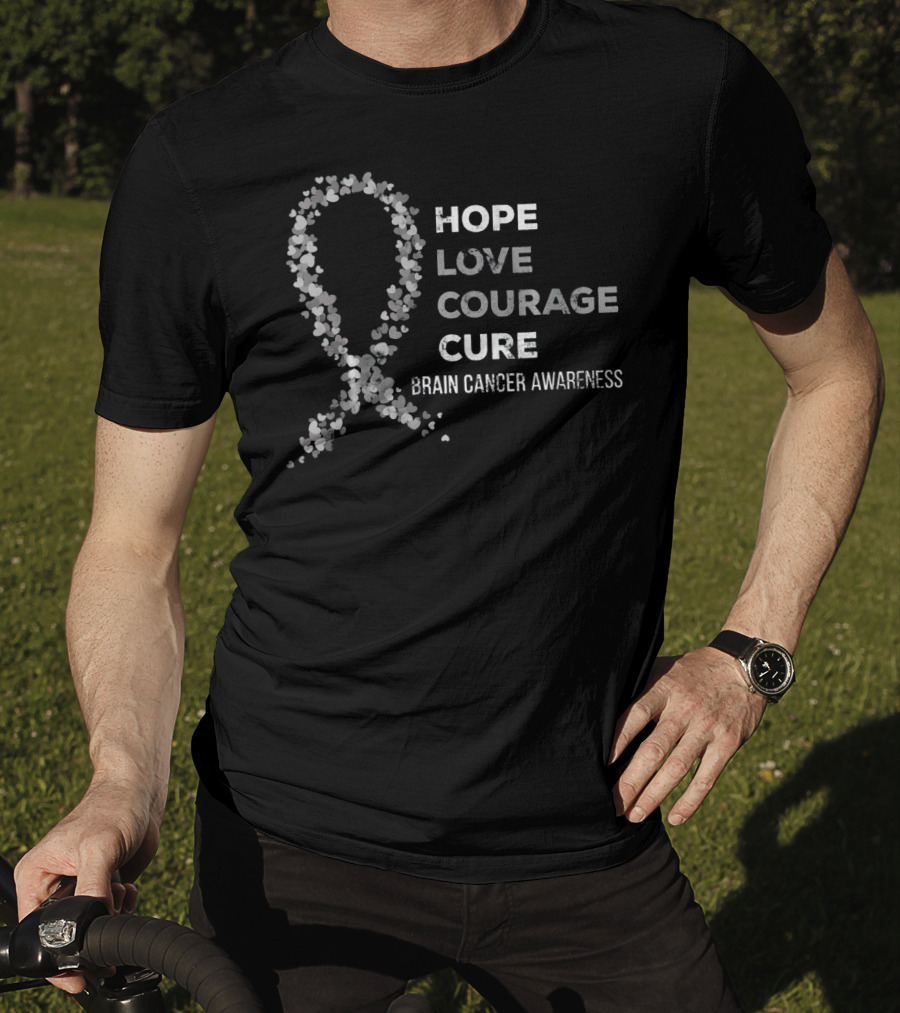 Hope Love Courage Cure Brain Cancer Awareness T-Shirt