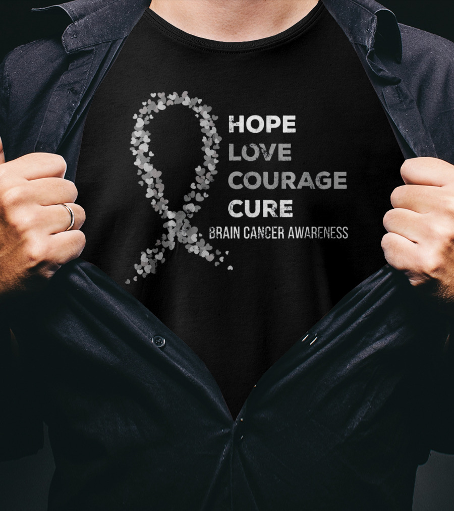 Hope Love Courage Cure Brain Cancer Awareness T-Shirt
