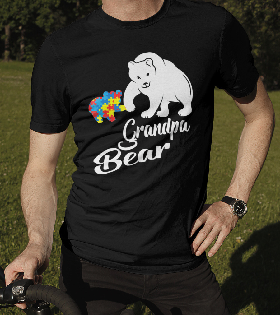 Grandpa Bear Autism Awareness Puzzle Bear T-Shirt