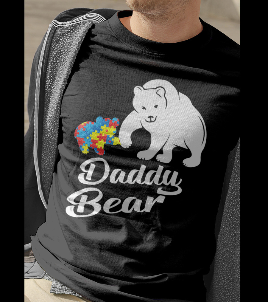 Daddy Bear Autism Puzzle Heart T-Shirt