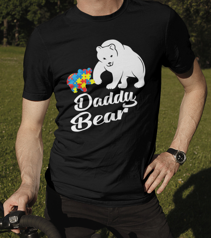Daddy Bear Autism Puzzle Heart T-Shirt
