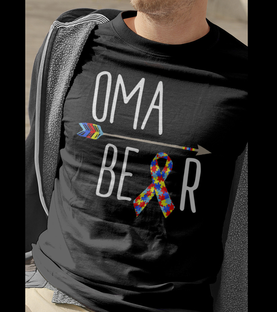 Oma Bear Autism Awareness Arrow Puzzle T-Shirt