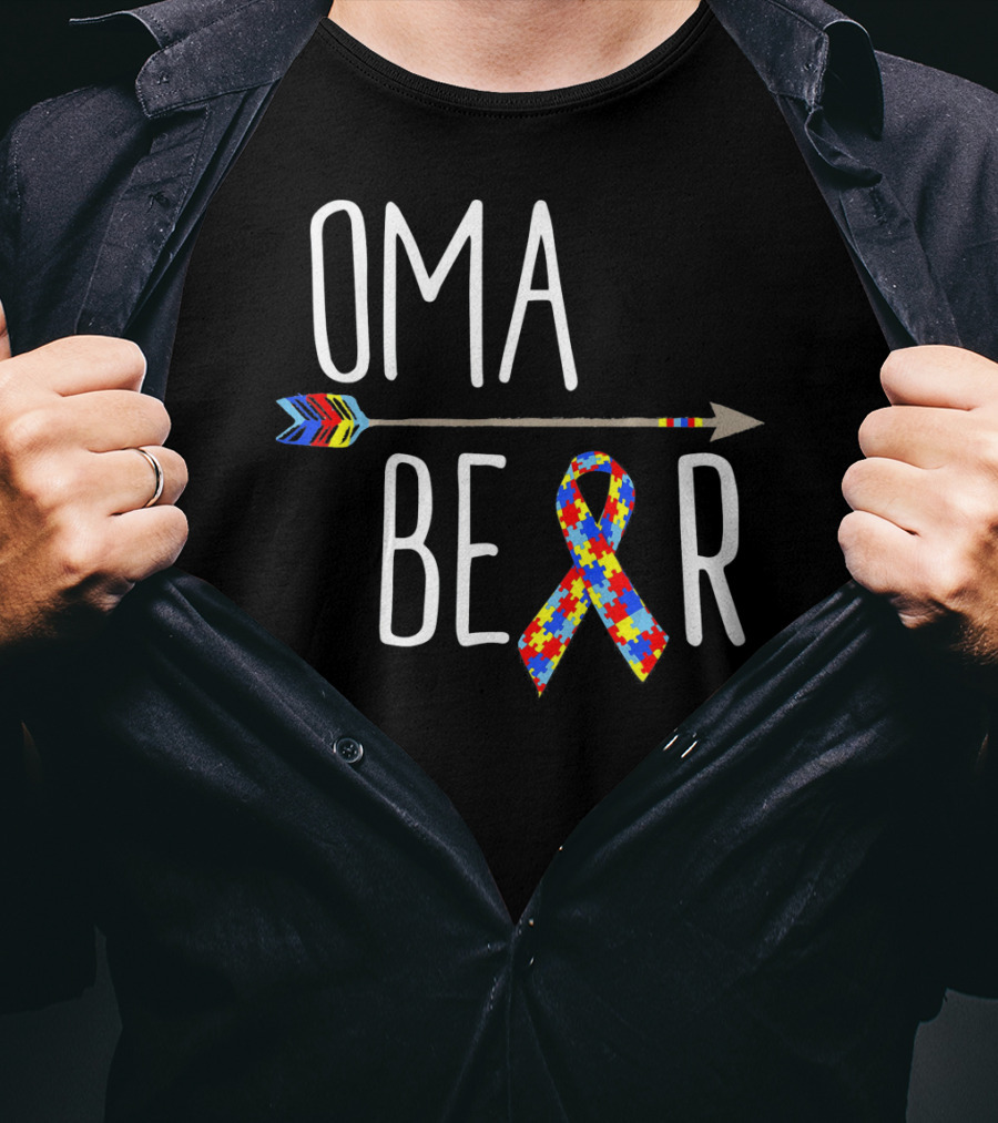 Oma Bear Autism Awareness Arrow Puzzle T-Shirt