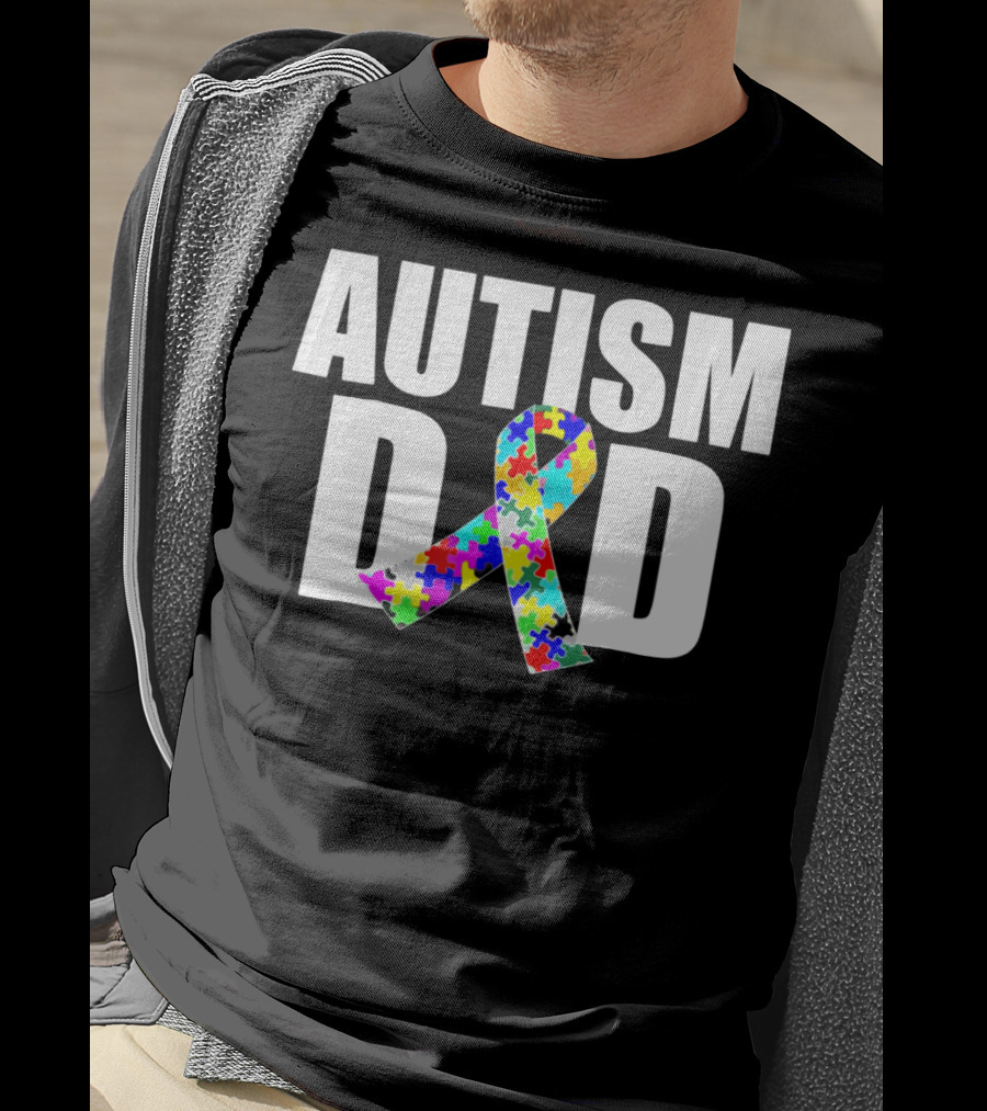 Autism Spectrum Awareness Autism Dad Puzzle T-Shirt
