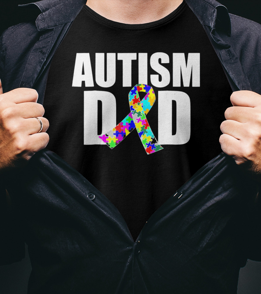 Autism Spectrum Awareness Autism Dad Puzzle T-Shirt