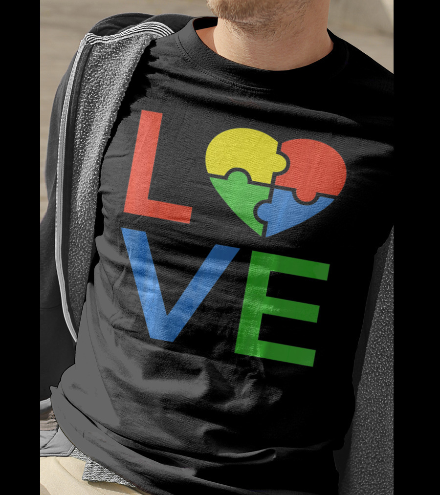 LOVE Heart Puzzle Autism Awareness Autistic T-Shirt
