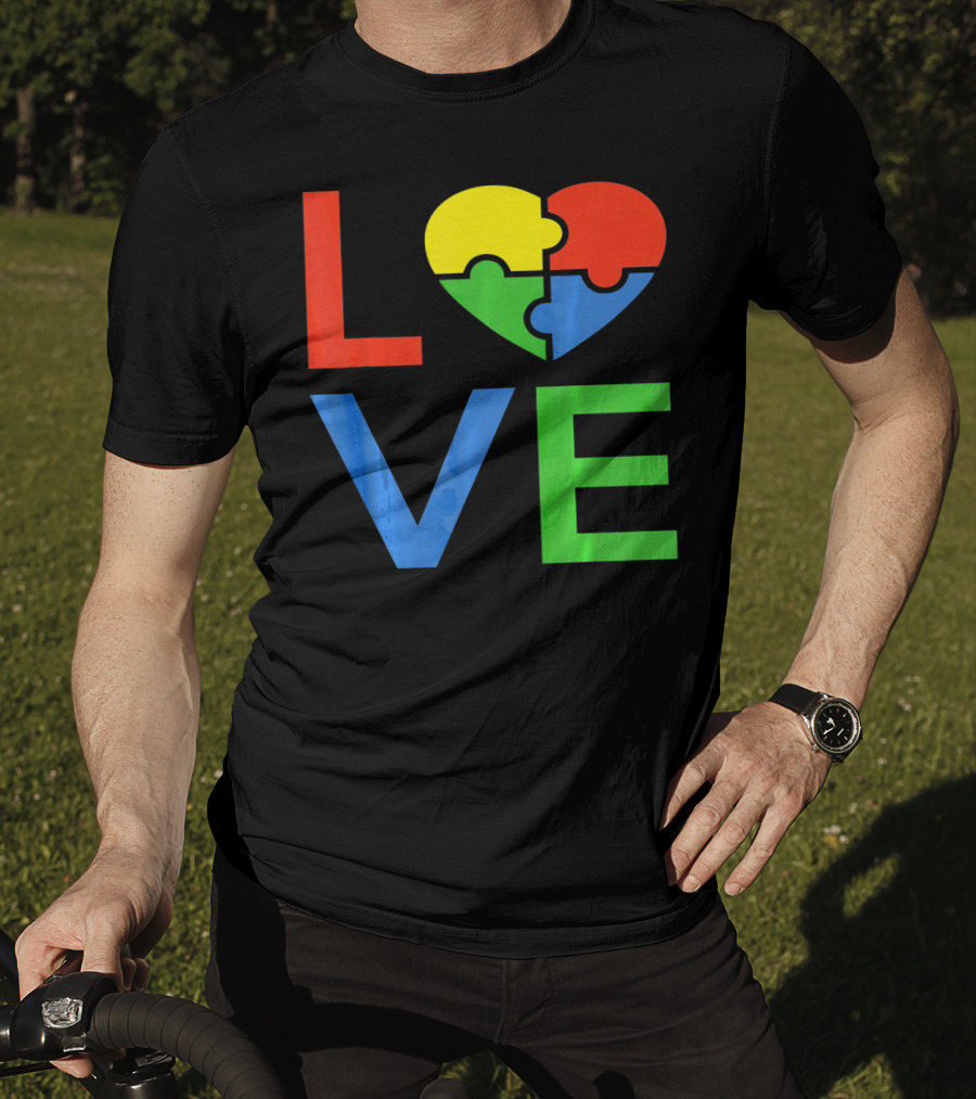 LOVE Heart Puzzle Autism Awareness Autistic T-Shirt