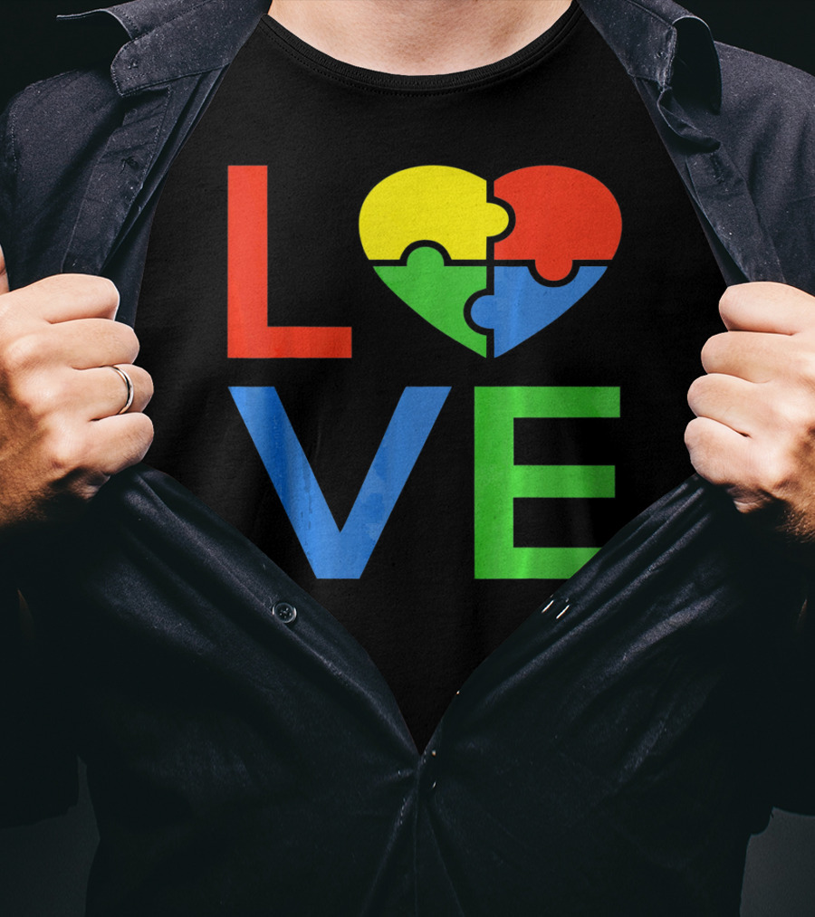 LOVE Heart Puzzle Autism Awareness Autistic T-Shirt
