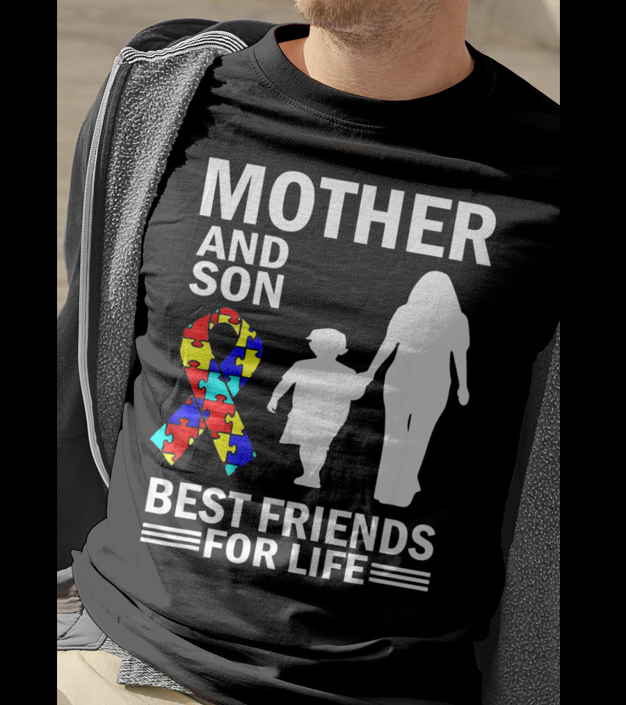 Mother And Son Autism Awareness Best Friends For Life Puzzle T-Shirt