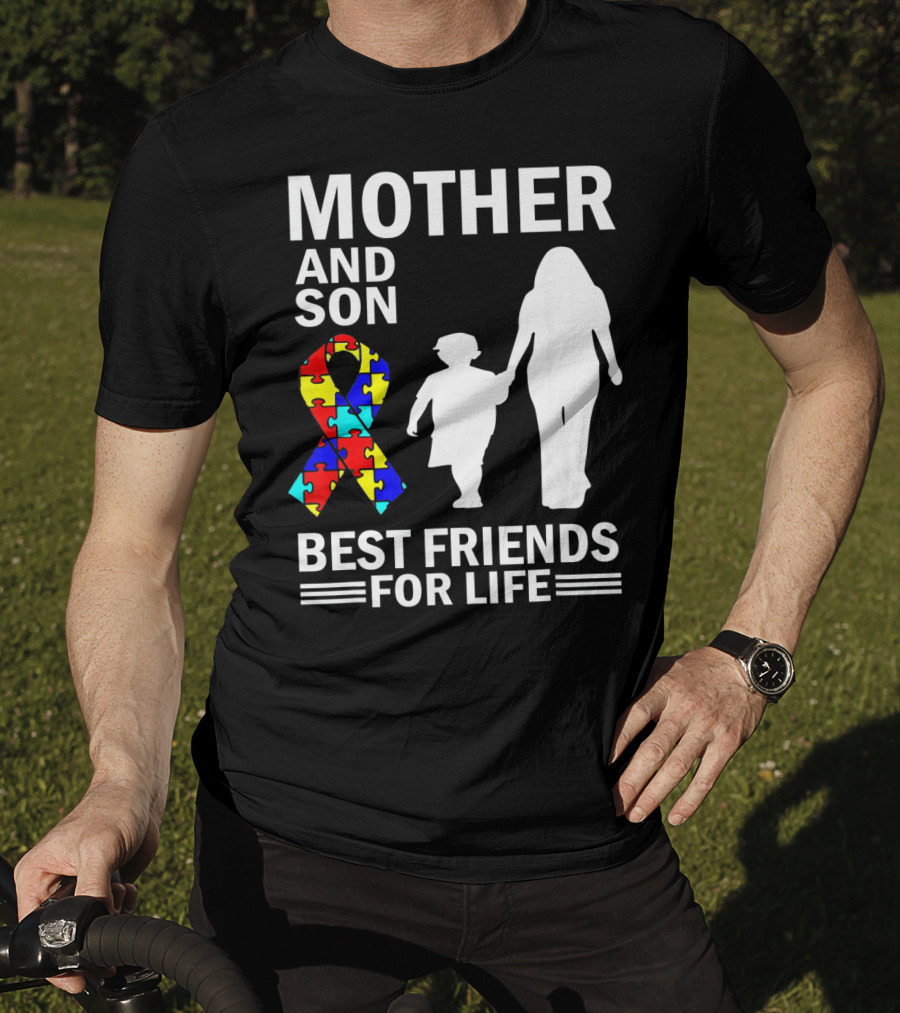 Mother And Son Autism Awareness Best Friends For Life Puzzle T-Shirt