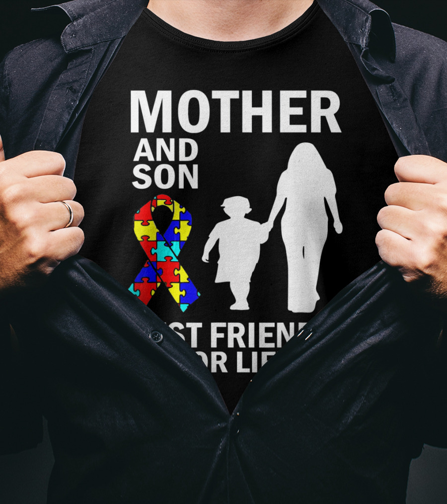 Mother And Son Autism Awareness Best Friends For Life Puzzle T-Shirt