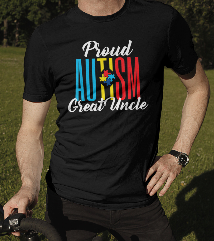 Proud Autism Great Uncle Awareness Puzzle Support T-Shirt