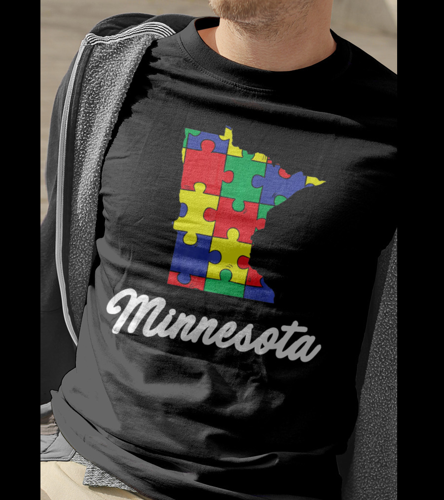 Minnesota Autism Awareness Puzzle Map T-Shirt