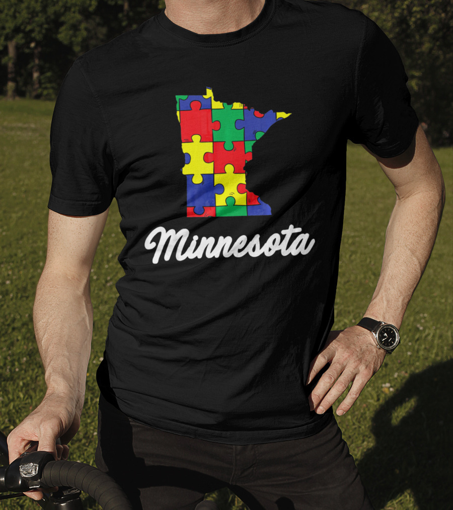 Minnesota Autism Awareness Puzzle Map T-Shirt