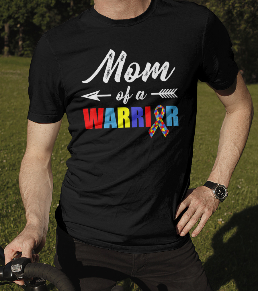 Mom Of A Warrior Autism Awareness Bow And Arrow T-Shirt