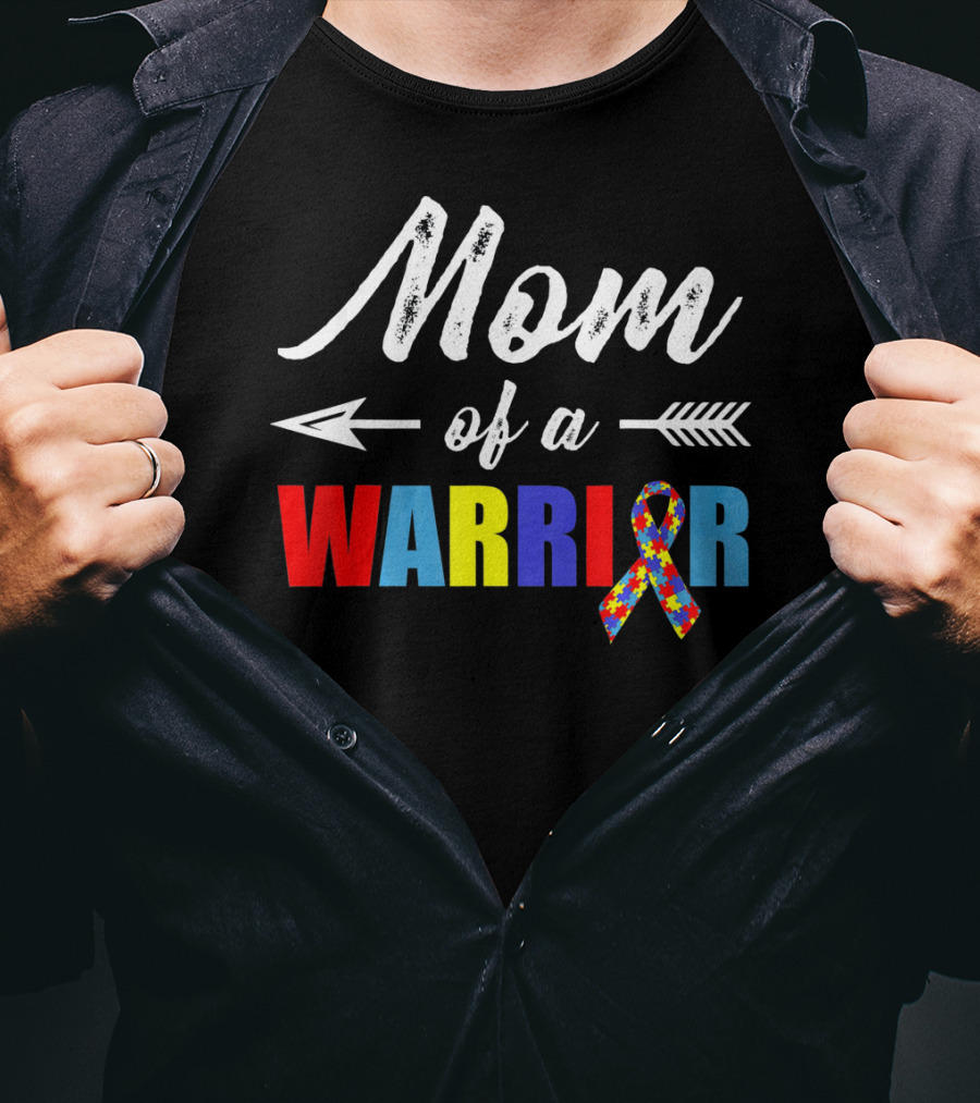 Mom Of A Warrior Autism Awareness Bow And Arrow T-Shirt