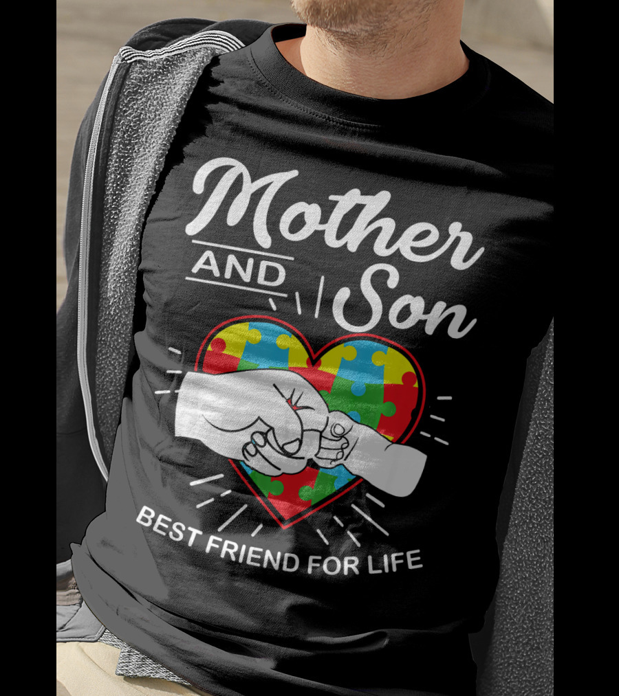 Mother And Son Autism Awareness Heart Best Friend For Life T-Shirt