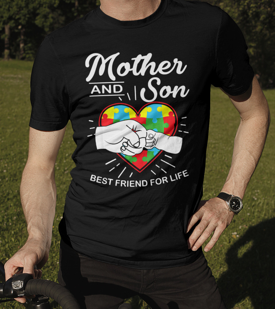Mother And Son Autism Awareness Heart Best Friend For Life T-Shirt