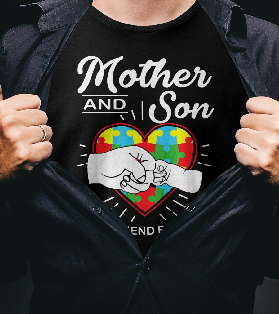 Mother And Son Autism Awareness Heart Best Friend For Life T-Shirt