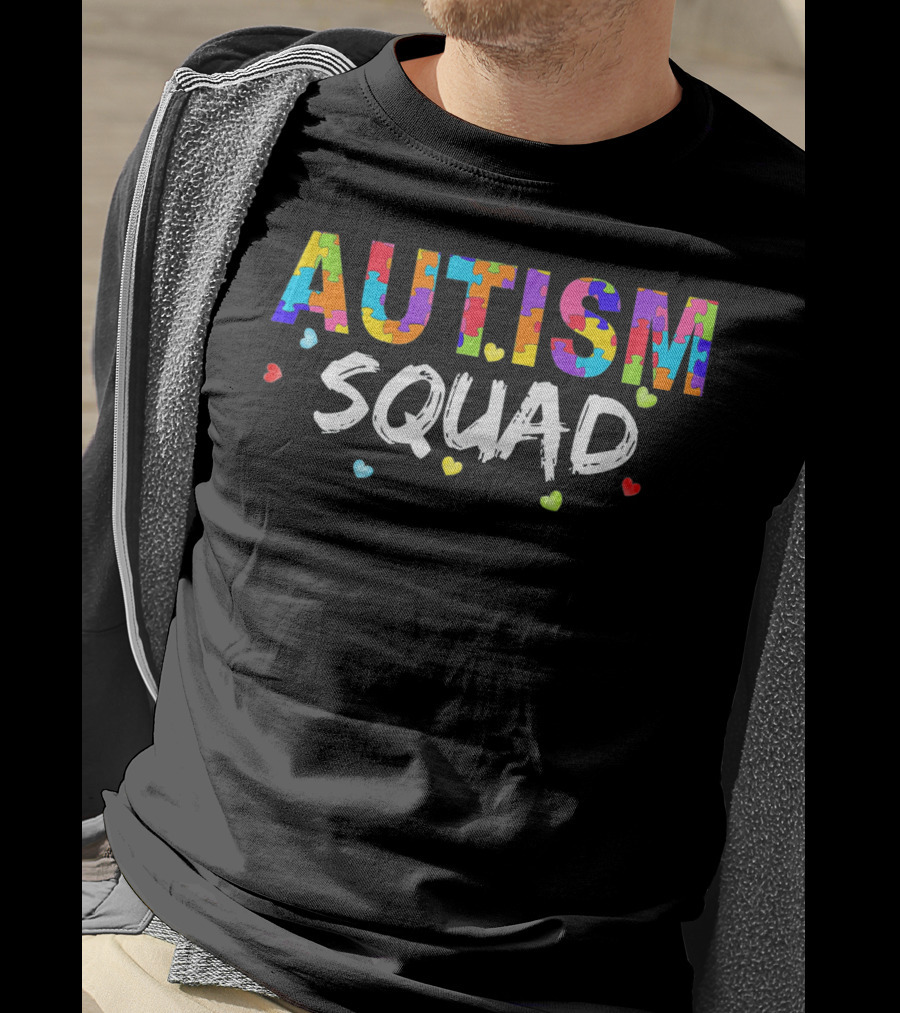 Autism Squad Puzzle Piece Heart Awareness T-Shirt