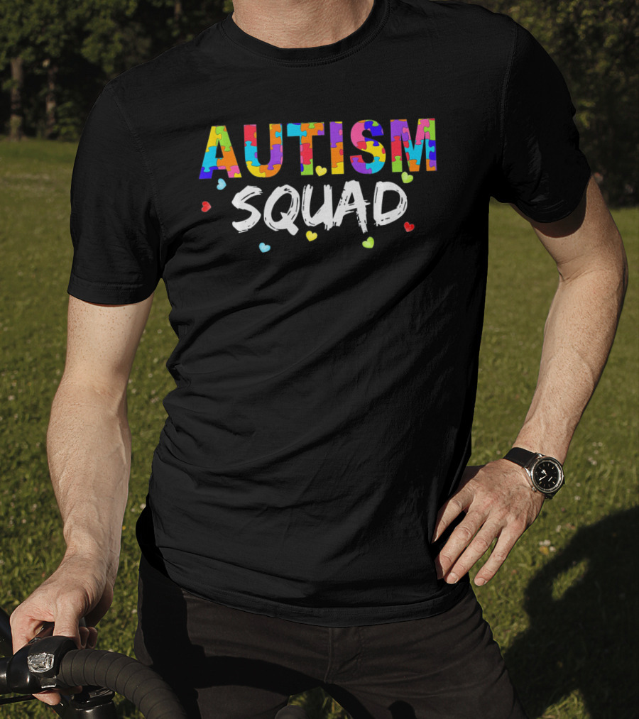 Autism Squad Puzzle Piece Heart Awareness T-Shirt